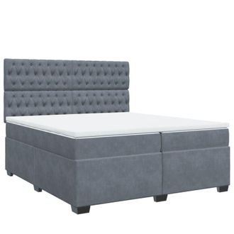 vidaXL Cama Box Spring Con Colch&oacute;n Terciopelo Gris Oscuro 200x200 Cm Vidaxl