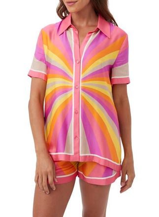Trina Turk Ember 2 Printed Satin Button Up Top in Multi at Nordstrom, Size X-Large