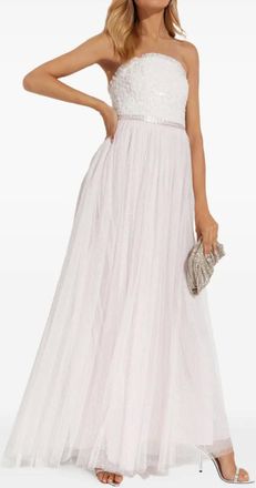Needle & Thread sequin detail strapless maxi dress - White