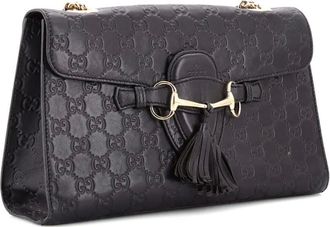 Gucci Emily Chain Flap Bag Guccissima Leather Medium shoulder bag - Zwart