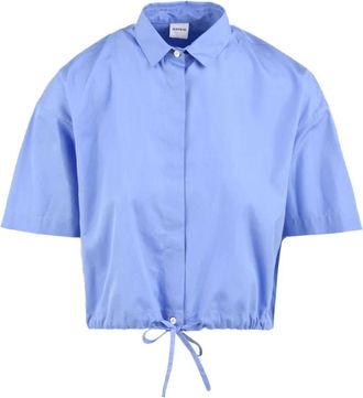 Aspesi Shirt met korte mouwen - Dames - Overhemden - Blauw - S - Katoen - Overhemden