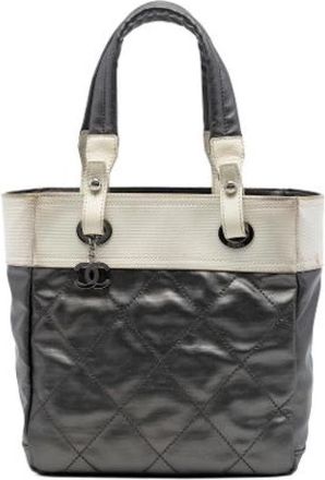 Chanel Pre-owned Paris Biarritz Tote Bag - Dames - Vintage Shopper - Grijs - ONE Size - Nylon - Vintage