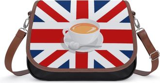 Generic British Flag With Tea Fashion Womens Crossbody Bags Novelty Handbag Shoulder Bag Purse