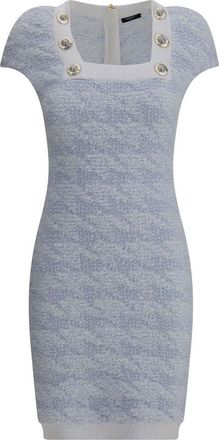 Balmain Gebreide Mini-jurk met Knopen Detail