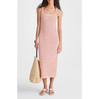Madewell Scoop Neck Tank Maxi Dress in Textured Stripe Jacquard at Nordstrom, Size Xx-Large