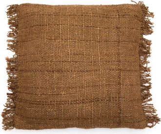 Bazar Bizar Funda de coj&iacute;n de algod&oacute;n en marr&oacute;n 60x60x10 cm