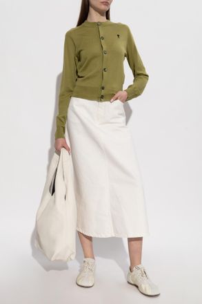 Ami Denim Skirt, Womens, White