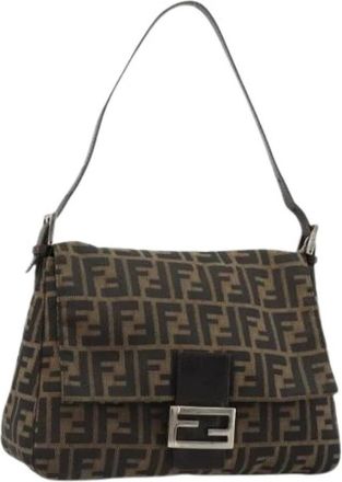 Fendi Pre-owned Vintage Zucca Schoudertas - Dames - Vintage Schoudertas - Bruin - ONE Size - Leer - Vintage