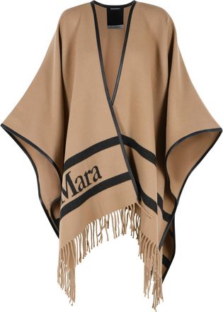 Max Mara Aris camel jacquard wollen poncho