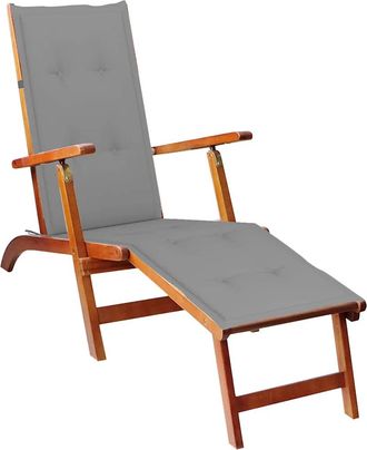 vidaXL Tumbona De Jard&iacute;n Con Reposapi&eacute;s Y Coj&iacute;n Madera Maciza Acacia Vidaxl