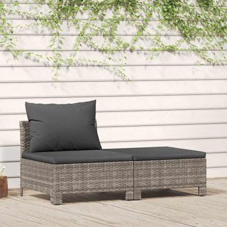 vidaXL Set De Muebles De Jard&iacute;n 2 Pzas Cojines Rat&aacute;n Sint&eacute;tico Gris Vidaxl