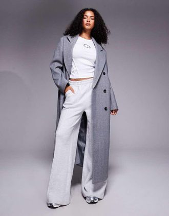 Asos Weekend Collective - Cappotto lungo grigio effetto lana