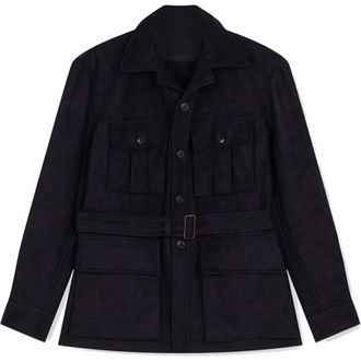 Fortela Clint Herringbone Cotton Sahariana Jacket in Blue at Nordstrom, Size 50 Eu