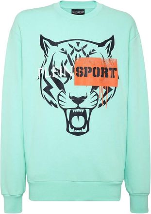 Plein Sport Hoodies & sweatvesten, Heren, Groen, L, Katoen, Hooded Sweatshirt Tiger