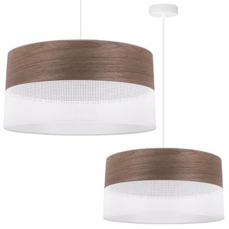 OEM L&aacute;mpara Colgante Individual, Pantalla De Chapa De Nogal, 44 Cm
