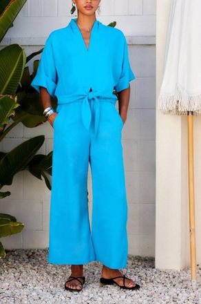 Fifteen Twenty Mason Wide Leg Pants In Turquoise