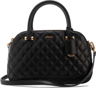 DKNY Mens Accessories Trina Satchel in Black Gold Leather - One Size