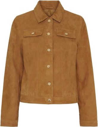 BTF-CPH Btfcph - Denim Jacket in Suede - Dames - Jassen - Bruin - Maat: XL Denim