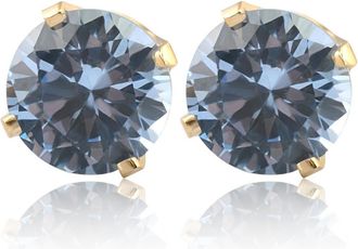 Pompeii3 1Ct TW Blue Topaz Studs in 10k White or Yellow Gold