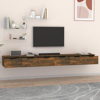 Berkfield Home Wall Cabinets 2 pcs Smoked Oak 102x30x20 cm Engineered Wood in Brown | Size: 102 x 30 x 20 cm