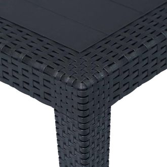Berkfield Home Garden Table Anthracite 150x90x72 cm Plastic Rattan Look in Black | Size: 150 x 90 x 72 cm