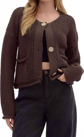 Entro Button Cardigan In Brown