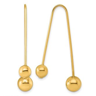 Diamond2Deal 14K Yellow Gold Polished Hollow Threader Drop Earrings