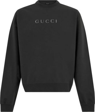 Gucci Sweater met logo - Heren - Sweatshirts - Zwart - M - Katoen - Hoodies & sweatvesten