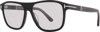 Tom Ford Sunglasses Square Full Rim, Shiny Black Frame And Smoke Lens Ft108101A