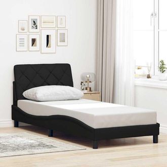 vidaXL Estructura De Cama Sin Colch&oacute;n Tela Negro 90x200 Cm Vidaxl