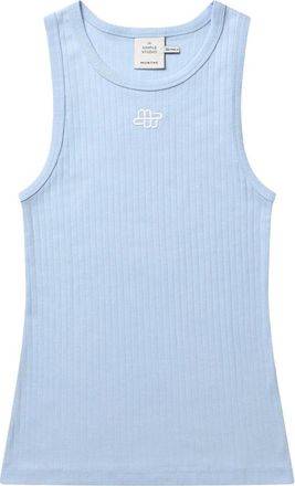 Munthe Blauwe Tezza Top met Logodetail - Dames - Tops zonder mouwen - Blauw - L - Katoen - Tops