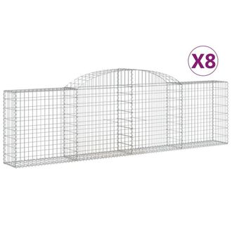 Berkfield Home Arched Gabion Baskets 8 pcs 300x30x80/100 cm Galvanised Iron in Silver
