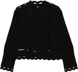 Isabel Marant Perline top - women - Cotton/Polyester - 36 - Black