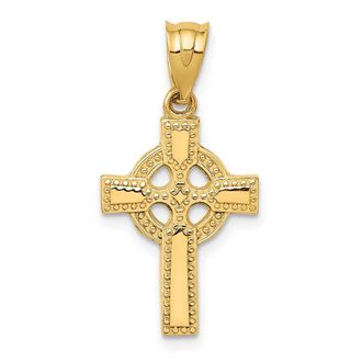 Diamond2Deal 14k Yellow Gold Celtic Cross Pendant