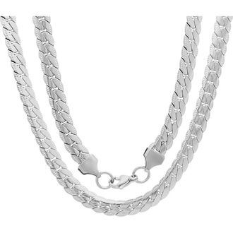 Steeltime Mens Flat Curb Chain Necklace in Silver at Nordstrom Rack