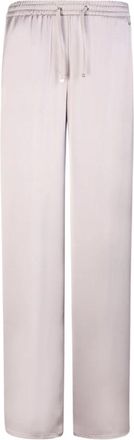 Herno Beige Satijnen Losse Fit Trekkoord Broek - Dames - Wijde Broeken - Beige - L - Satijn - Broeken