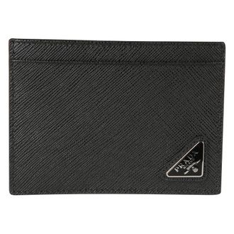 Prada Leather Card Wallet - male - Prada - Wallets & Cardholders - Black - ONE SIZE - Accessories