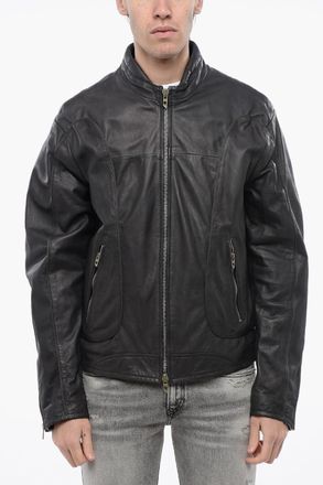 Diesel RED TAG Leather Jacket L-KRIX with Zip Closure Diesel
