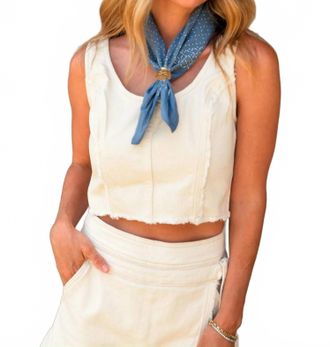 Habitual Frayed Crop Top In Ecru