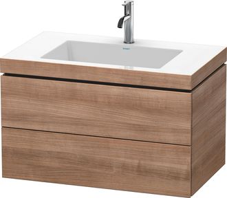 Duravit Lavabo Para Muebles Duravit L-cube C-bonded Con Base, Colgante, 80x48 Cm, 2 Cajones, Sin Rebosadero, 1 Agujero Para Grifo, Color: Cerezo Del Tesino - 