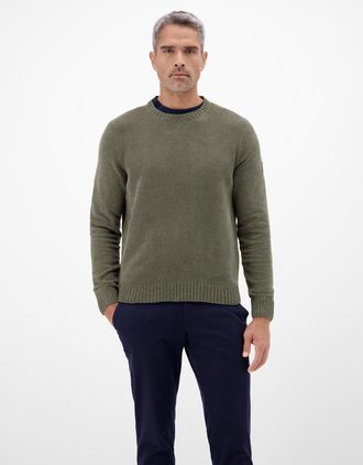 Lerros Rundhalspullover LERROS, Herren, Gr. XXL, nordic olive, Strick, Obermaterial: 82% Baumwolle, 18% Polyester, unifarben, normal h&uuml;ftbedeckend, Rundhals,