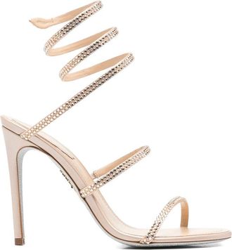 Rene Caovilla Beige Rhinestone Heels