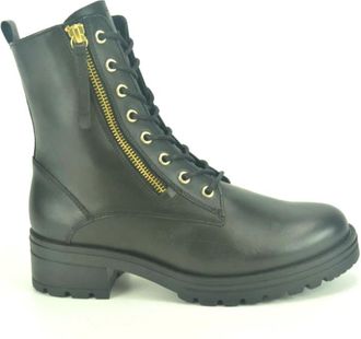 Gabor Zwarte Enkellaars met Ritsdetail - Dames - Veterlaarzen - Zwart - 36 1/2 EU - Leer - Schoenen