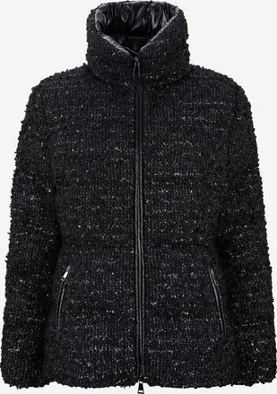 Moncler Kurze Steppjacke aus Tweed mit Stehkragen Urbel