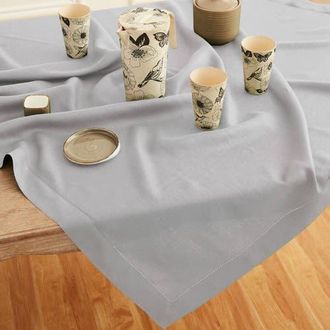 Solino Home Linen Table Throw - Classic Hemstitch, 52 x 52 Inch, 52 x 52 Inch in Soft Grey at Nordstrom, Size Medium