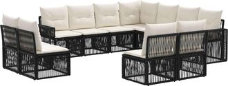 vidaXL Conjunto De Sof&aacute;s De Jard&iacute;n 11 Uds. Negro Y Blanco Crema Vidaxl