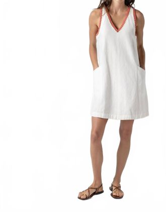 Lilla P Crochet Trim V-Neck Dress In Ivory