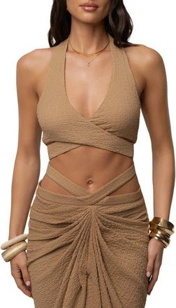 JLUXLABEL Cabana Halter top in Beige at Nordstrom, Size X-Large