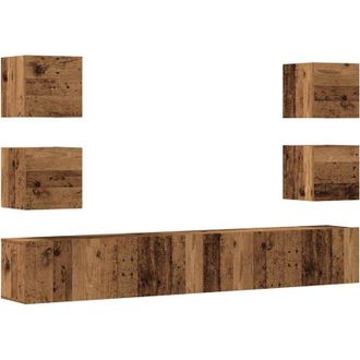 vidaXL Vidaxl - Muebles De Tv De Pared 6 Uds Madera Vieja Madera De Ingenier&iacute;a