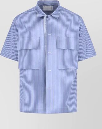 sacai short sleeve striped shirt button down collar